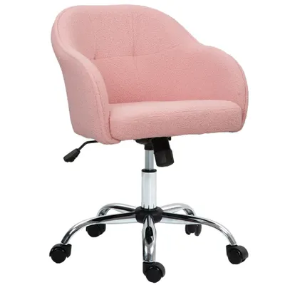 HOMCOM Scaun de birou, fotoliu de birou ergonomic, înălțime reglabilă, cu scaun și spătar umplute, roz | Aosom Romania