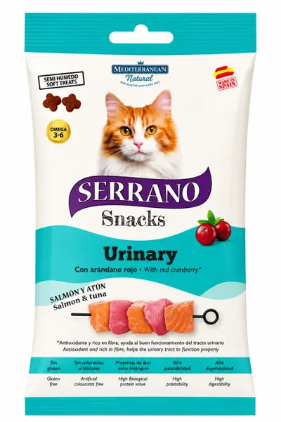 Recompense pentru pisici Serrano Snacks Urinary cu somon ton 50 gr