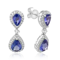 Cercei din aur alb cu tanzanite de 3.1ct si diamante de 0.5ct