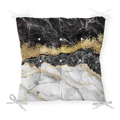 Pernă pentru scaun cu amestec de bumbac Minimalist Cushion Covers Black Gold Marble, 40 x 40 cm
