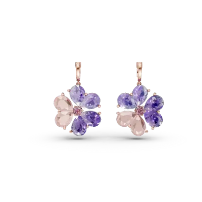 Cercei floare din aur roz cu pietre semipretioase de 7.9ct