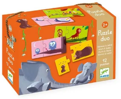 Puzzle educativ Djeco Duo din 24 de piese - Mama si bebe
