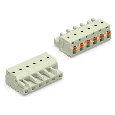 1-conductor female plug; 100% protected against mismating; push-button; 2.5 mm²; Pin spacing 7.5 mm; 12-pole; 2,50 mm²; light gray