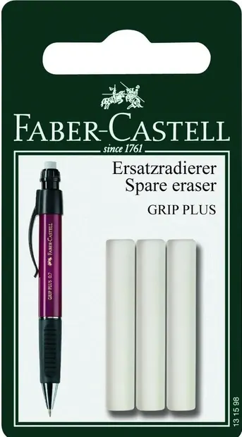 Radieră pentru creion automat Faber-Castell Grip Plus - 3 buc.