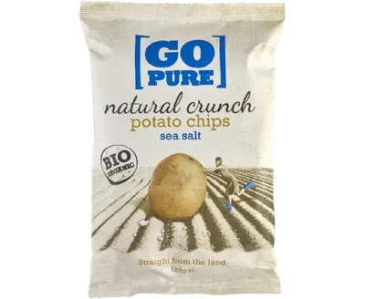 Chipsuri din cartofi cu sare coapte manual fara gluten Bio, 125g, Go Pure