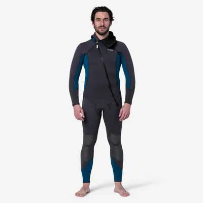 Combinezon scufundări neopren 5mm - SCD 500 Negru și Albastru Bărbați