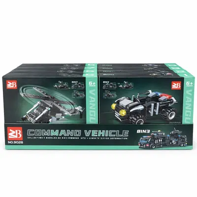 Set 8 jocuri constructie vehicule politie interconectabile, modele multiple, copii 6+ Engros