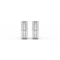 Cercei din aur alb cu diamante baguette si rotunde de 0.61ct