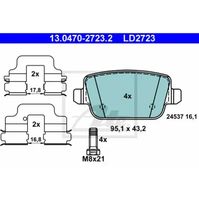 Set placute frana, frana disc ATE 13.0470-2723.2
