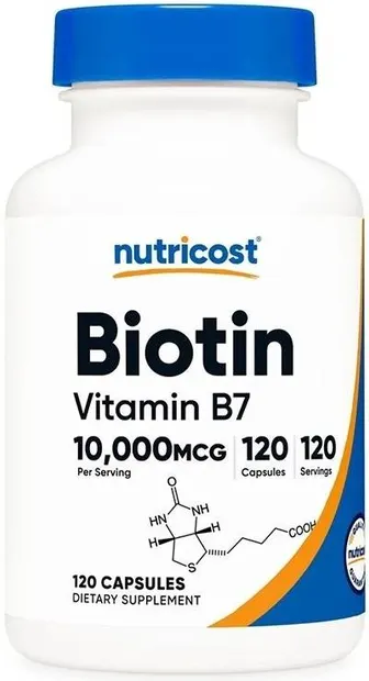Biotin Vitamin B7, 10000 µg, 120 capsule, Nutricost