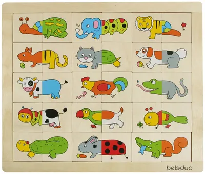 Puzzle logic Beleduc - Potrivește și amestecă, animale