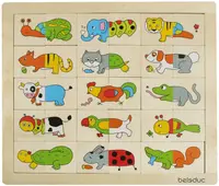 Puzzle logic Beleduc - Potrivește și amestecă, animale