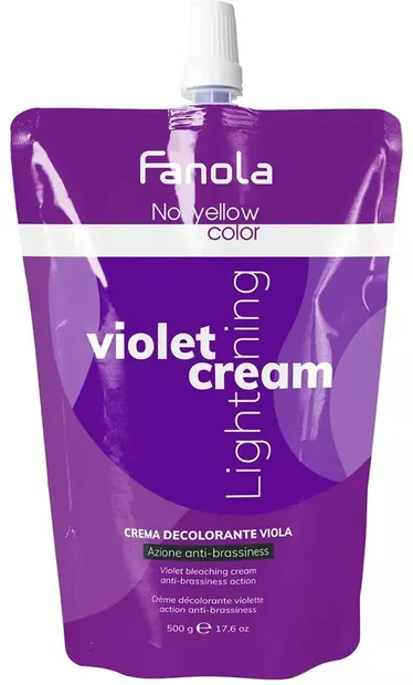 Fanola No Yellow Color cremă violetă de decolorare pentru păr, 500 g