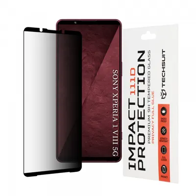 Folie de protectie Ecran Privacy Techsuit pentru Sony Xperia 1 VIII, Sticla Securizata, Full Glue, 111D