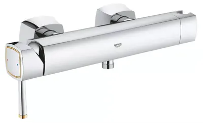Baterie dus Grohe Grandera 23316IG0, racorduri 1/2 inch, aparenta, monocomanda, Crom/auriu