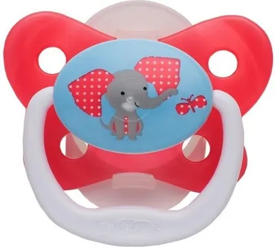 Suzetă ortodontică din silicon Dr. Brown's PreVent - Roșu, 6m+
