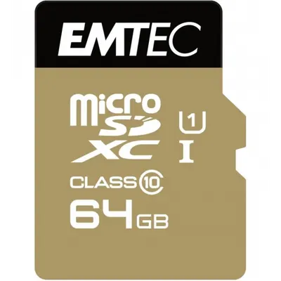 Card Memorie microSDXC Emtec Gold+, 64Gb, Clasa 10 / UHS-1 U1, Cu Adaptor ECMSDM64GXC10GP