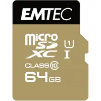 Card Memorie microSDXC Emtec Gold+, 64Gb, Clasa 10 / UHS-1 U1, Cu Adaptor ECMSDM64GXC10GP