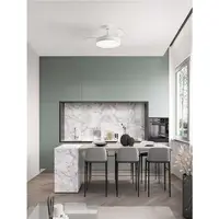 Lustra cu ventilator NEVMA Mat Alb Metal & Abs LED 36 Wat 4100Lm 220-240Volt IP20 3000-4000-6500K 40Wat Rated Power & 6 Speeds cu Remote Control Summer & Winter Mode 10 Years Warranty of Motor