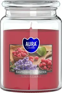 Lumânare parfumată Bispol Aura - Raspberry Lavender, 500 g