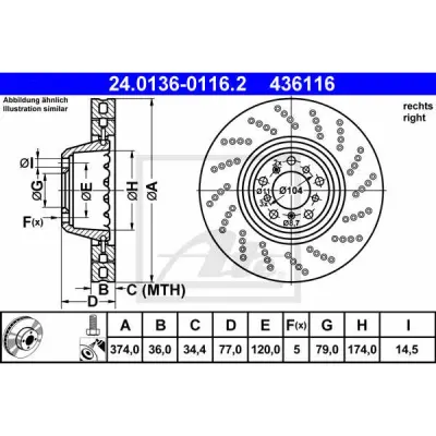 Disc frana ATE 24.0136-0116.2