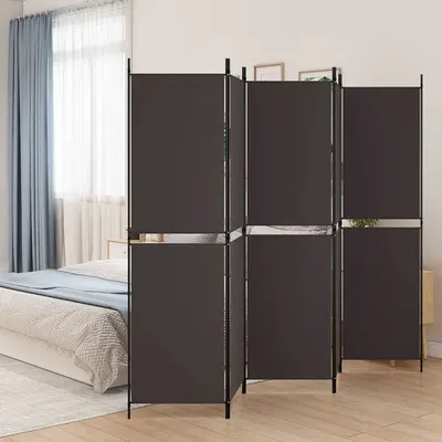 vidaXL Paravan de cameră cu 5 panouri, maro, 250 x 180 cm, textil
