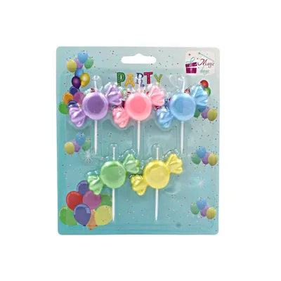 Set 5 lumânări party candy pastel