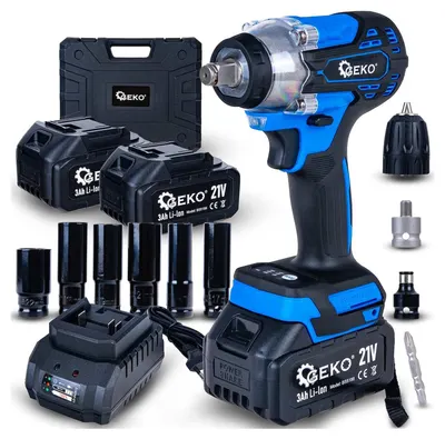 Șurubelniță fără fir Geko - G80669, 21V, 350 Nm, 2x3.0Ah, cu accesorii