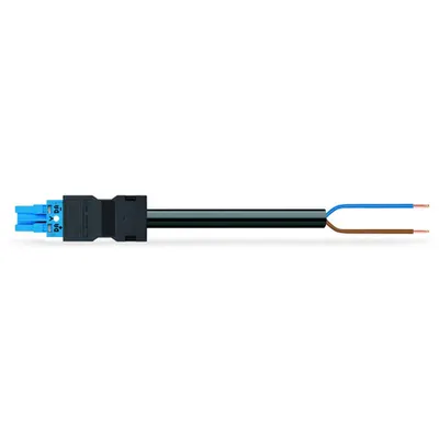 pre-assembled connecting cable; Eca; Socket/open-ended; 2-pole; Cod. I; 2 m; 1,00 mm²; blue