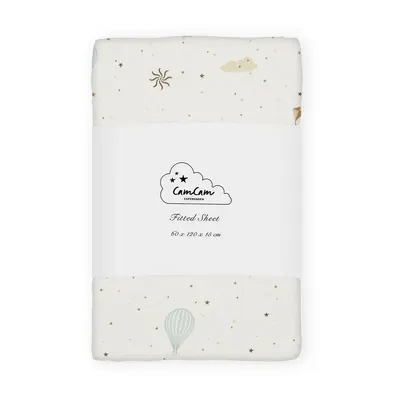 Cearceaf pentru copii, fildeș din bumbac organic pentru pătuț cu elastic 60x120 cm Dreamland – Cam Cam Copenhagen
