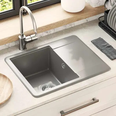 vidaXL Chiuvetă 80% Quartz și 20% Rășină 560 x 460 mm Gri