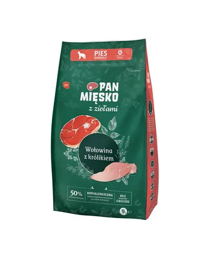 PAN MIĘSKO hrana caine rasa medie M 2x9 kg ierburi aromatice, vita si iepure