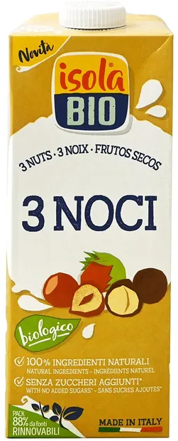 Băutură organică cu alune de pădure, migdale și macadamia, 1 l, Isola Bio