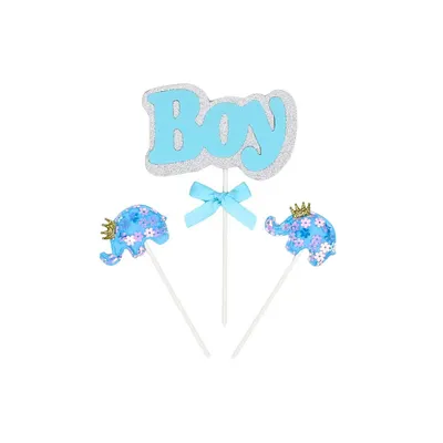 Cake Topper tort Boy elefant albastru