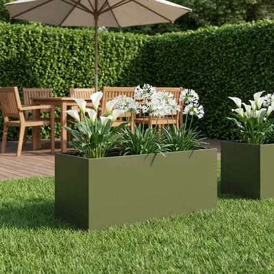 vidaXL Vază pentru Grădină Verde măsliniu 80 x 40 x 40 cm