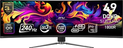 Monitor Consumer MSI MPG 491CQPX QD-OLED, 49", 5120 x 1440 pixeli, Black, 2 ani Garantie