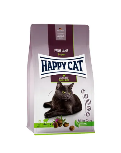 HAPPY CAT Sterilised Hrana uscata pentru pisici de la varsta de 12 luni, cu pasare si miel 4 kg
