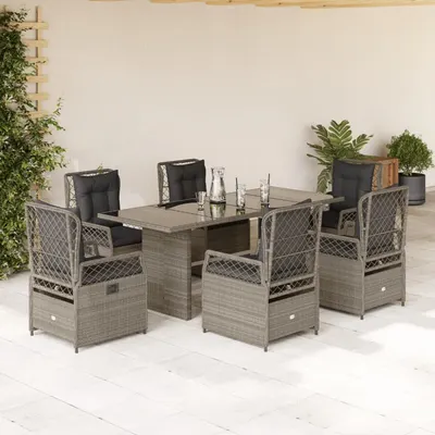 Gossi set mobilier de gradina cu perne, 7 piese gri deschis poliratan