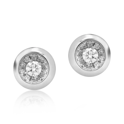Cercei din aur alb cu diamante de 0.157ct