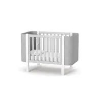Patut pentru copii 12060 cm din lemn de fag 0-4 ani, laterale din velour LD5 Monaco Velour Alb-Gri, inaltimea saltelei reglabila, laterala detasabila