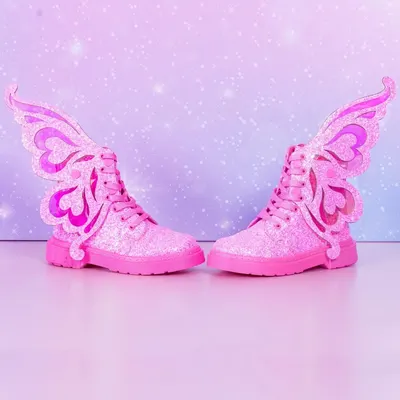 Ghetuțe Madmia, pentru fete, cu aripi detașabile de zână, roz glitter