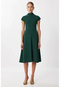 Rochie midi - Happiness Istanbul - tip A - verde smarald - tricotata - casual