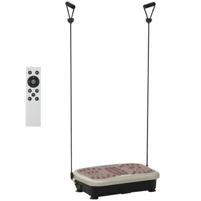 HOMCOM Vibrationsplată Antrenor de Vibrații Dispozitiv de Fitness cu Ecran LED Difuzor USB Benzi de Antrenament Telecomandă | Aosom Romania