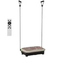 HOMCOM Vibrationsplată Antrenor de Vibrații Dispozitiv de Fitness cu Ecran LED Difuzor USB Benzi de Antrenament Telecomandă | Aosom Romania