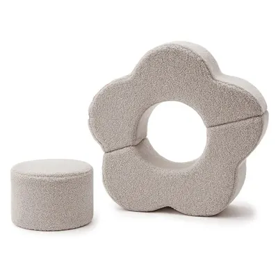 Teren de joacă din spumă gri deschis 3 buc. din material bouclé înălțime 27 cm 88x90 cm – Meowbaby