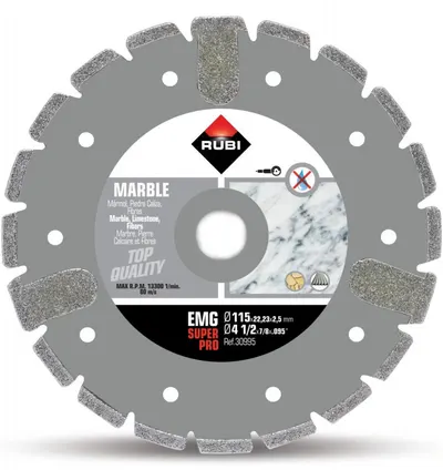 Disc diamantat galvanizat pt. marmura 115mm, EMG 115 SuperPro - RUBI-30995
