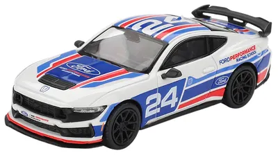 Model de colecție Mini GT Mașini de curse: Ford Mustang Dark Horse #24 Ford Performance Racing School 2025 (LHD)