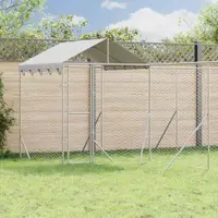 vidaXL Padoc de exterior cu acoperiș argintiu 6x6x2,5m oțel galvanizat
