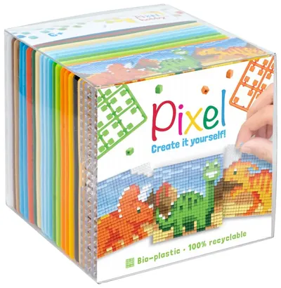 Set de 3 mozaicuri Pixelhobby - Dinozauri, cu pixeli Classic
