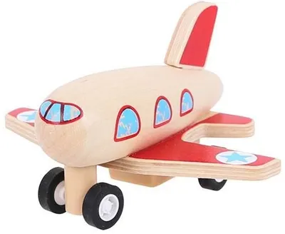 Jucarie din lemn Bigjigs Pull Back Planes - Avion